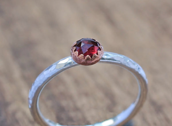 Garnet and Copper Stacking Ring