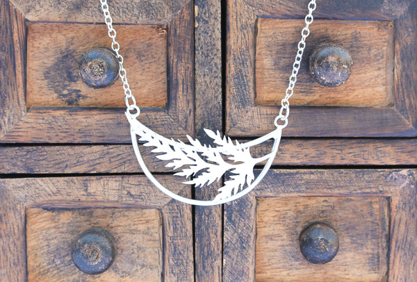 Forest Fern Crescent Necklace