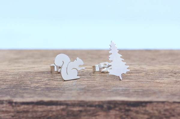 Squirrel and Tree Earrings