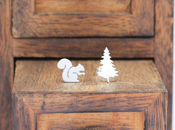 Squirrel and Tree Earrings