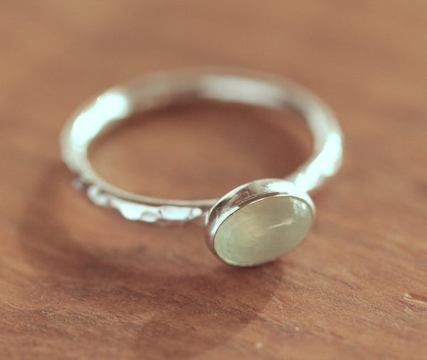 Prehnite Oval Stacking Ring
