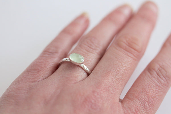 Prehnite Oval Stacking Ring
